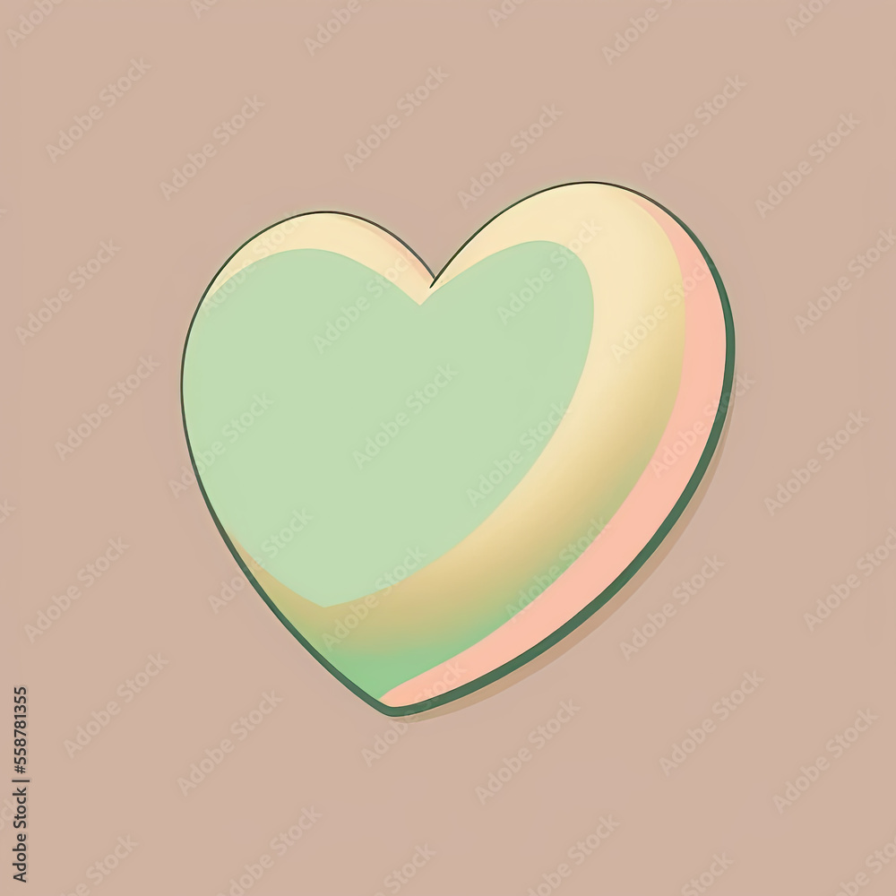 Cute heart illustration, cartoon Valentines day icon. Card template