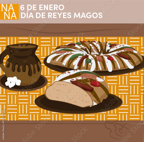 Rosca de reyes Three King's cake (cream cheese. and chocolate)