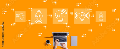 LiFi theme with person working with a laptop photo