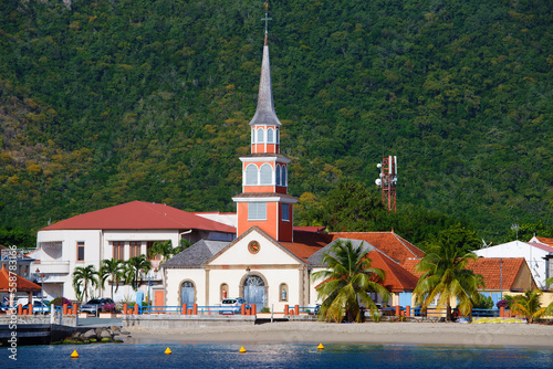 Martinique island , the picturesque city curch of Les Anses d Arlet in West Indies photo