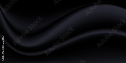 Vector realistic wallpaper background with luxury flowing black textile.