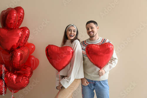 Happy couple in love with b...