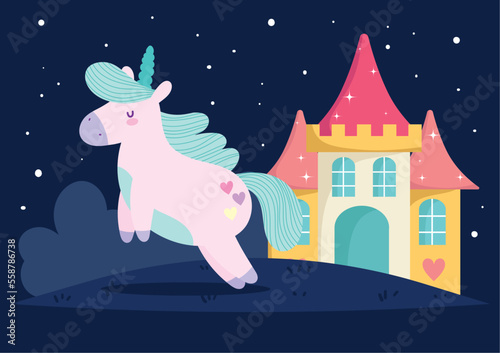 cute horse and castle