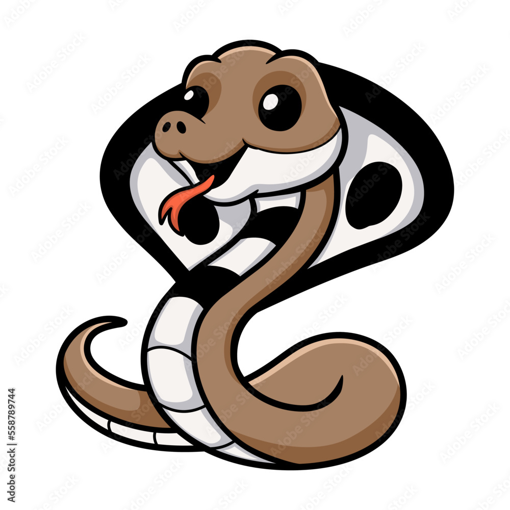 Fototapeta premium Cute indian king cobra cartoon
