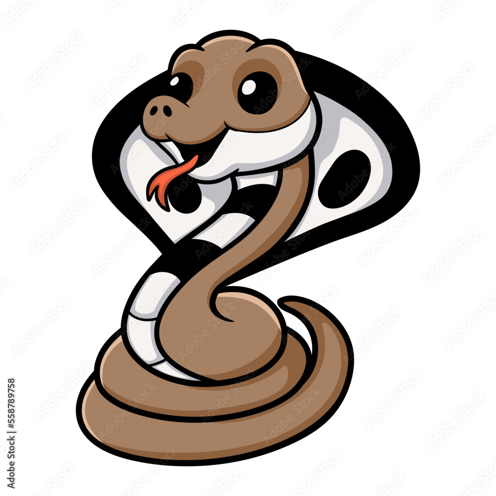 Fototapeta premium Cute indian king cobra cartoon 