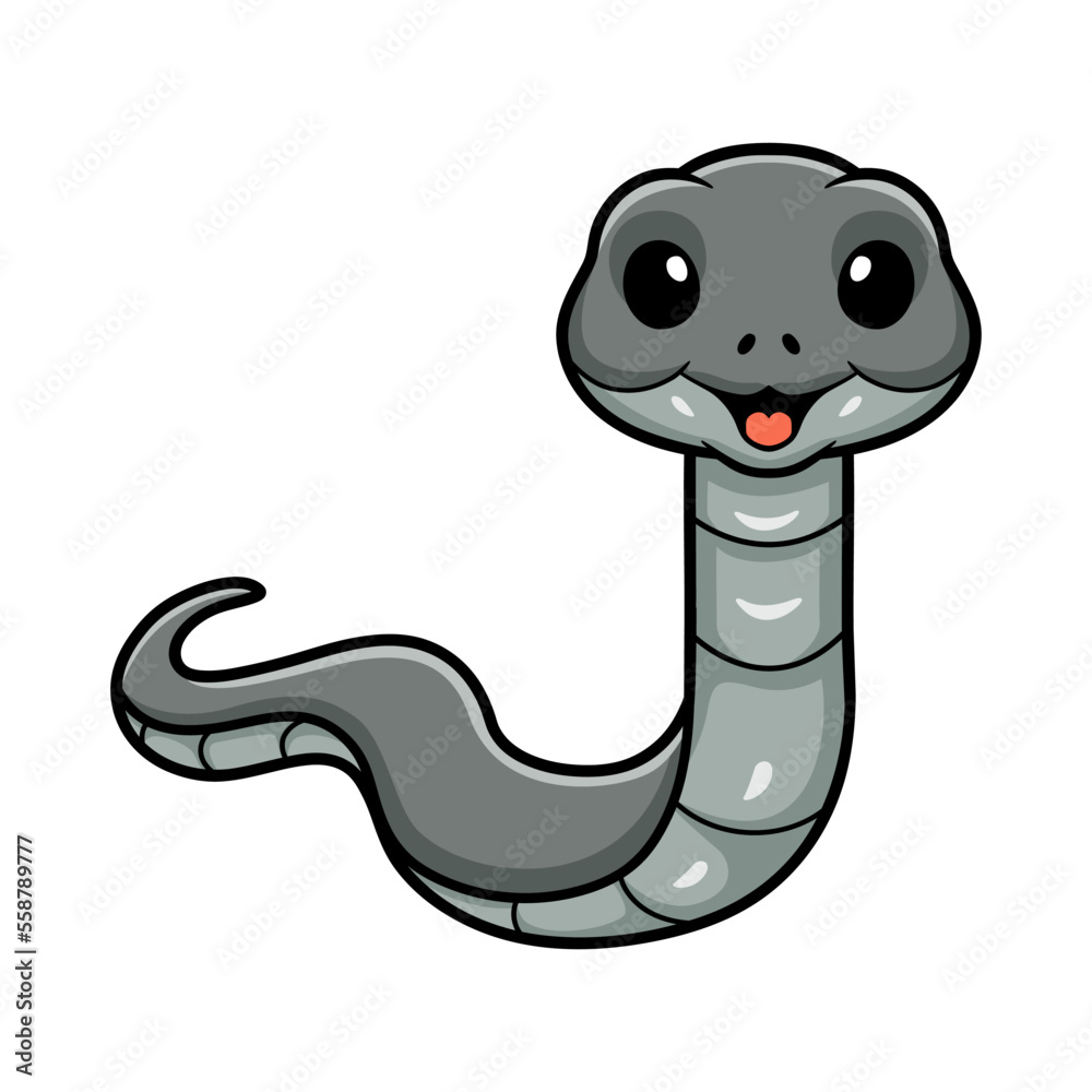 Fototapeta premium Cute black mamba snake cartoon