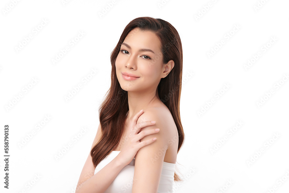 Beautiful young asian woman with clean fresh skin on white background, Face care, Facial treatment, Cosmetology, beauty and spa, Asian women portrait. Beautiful young asian woman with clean fresh skin on white background, Face care, Facial treatment, Cosmetology, beauty and spa, Asian women portrait.