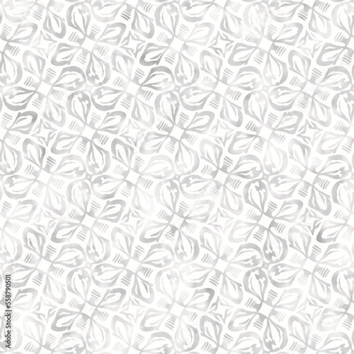 Gray Watercolor-Dyed Effect Textured Floral Tile Pattern