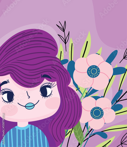 girl and bouquet flowers