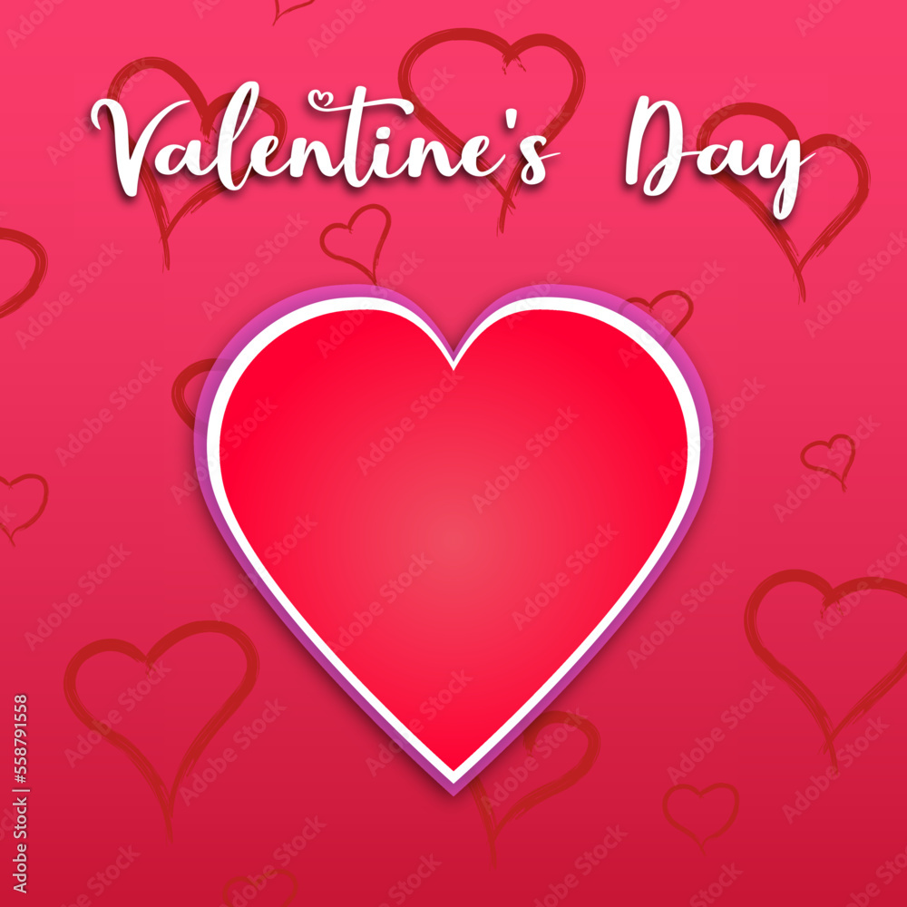 Happy valentine's day hearts background and central heart