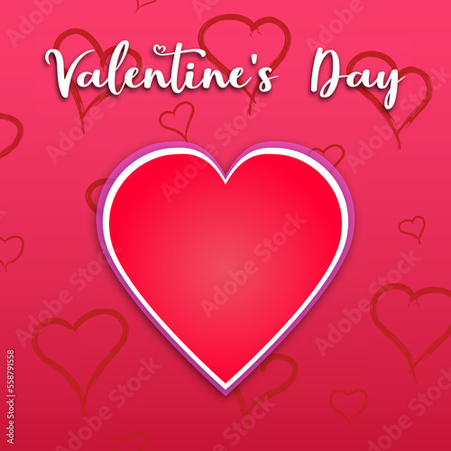 Happy valentine's day hearts background and central heart