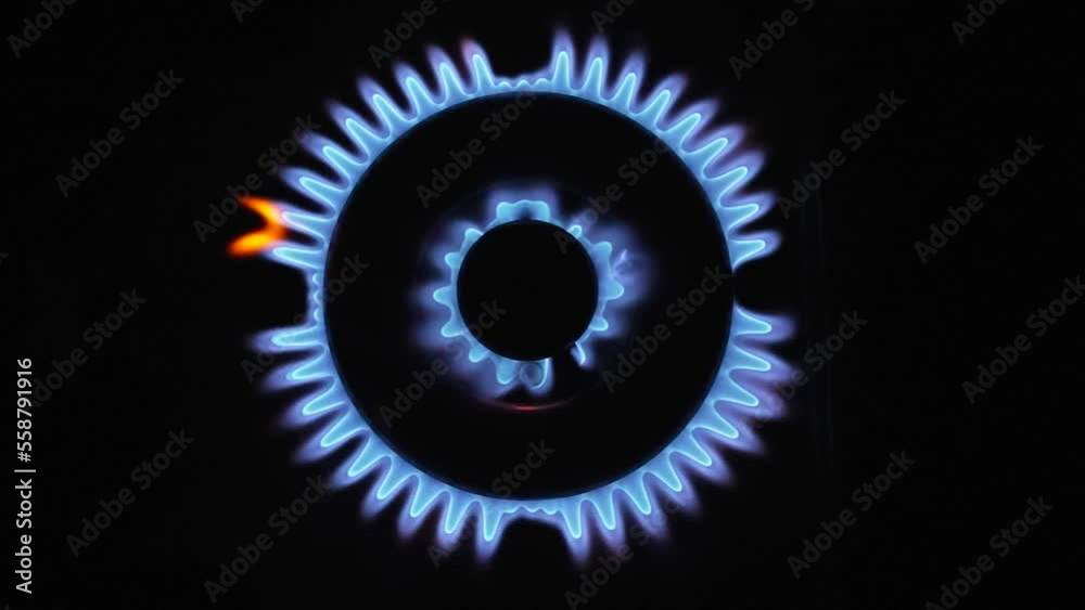 Gas stove is switched on natural gas crisis, Top Down locked Stock