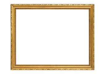 Vintage gilded antique picture frame with transparent background.