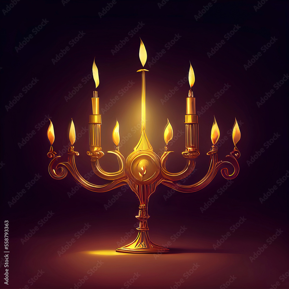 Illustration of jewish holiday Hanukkah background with menorah (traditional candelabra) and burning candles Illustration of jewish holiday Hanukkah background with menorah (traditional candelabra) and burning candles