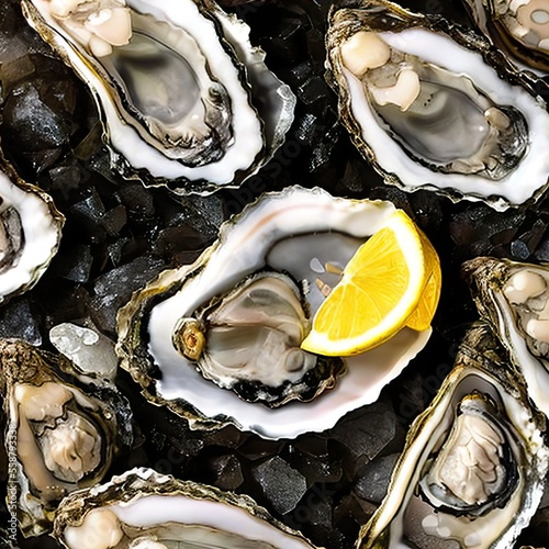 oysters on ice closeup