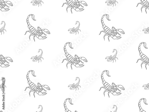 Scorpion cartoon character seamless pattern on white background