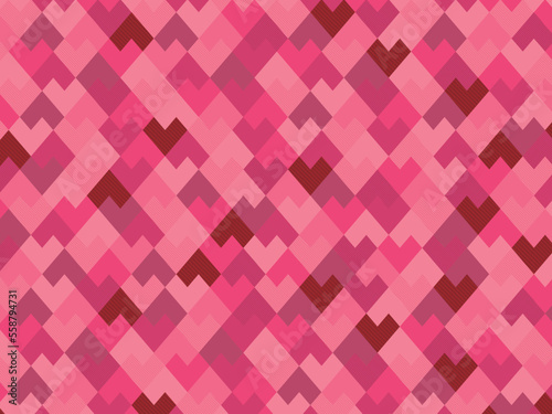 背景素材 幾何学模様 ハート 赤色 ピンク色 バレンタイン