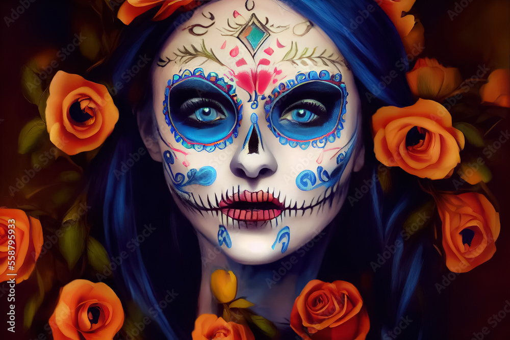 Beautiful catrina makeup for day of the dead