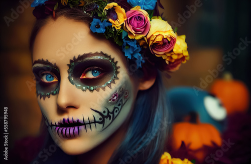 Beautiful catrina makeup for day of the dead