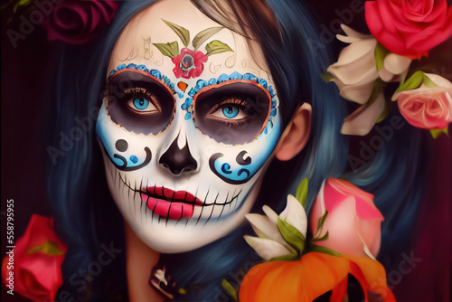 Beautiful catrina makeup for day of the dead