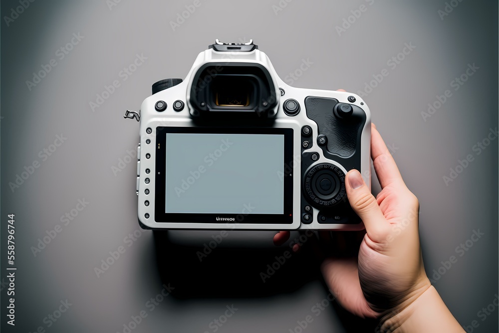 A hand holding a camera - Generative AI A hand holding a camera - Generative AI