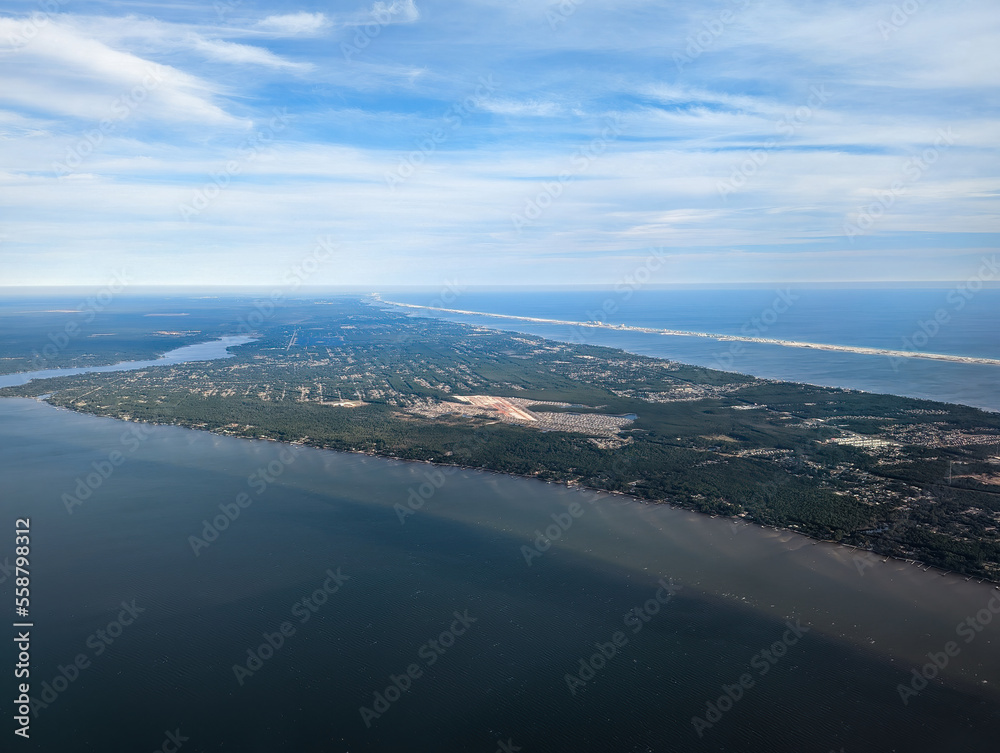 Aerial view of the approach to Pensacola Florida. 