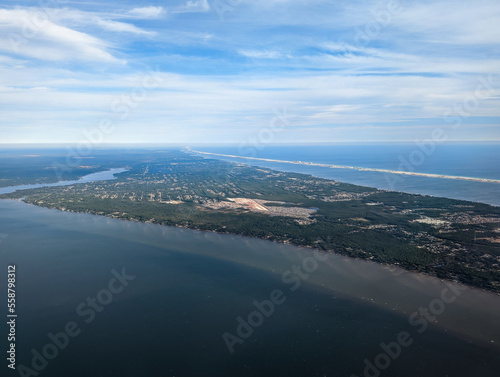 Aerial view of the approach to Pensacola Florida. 