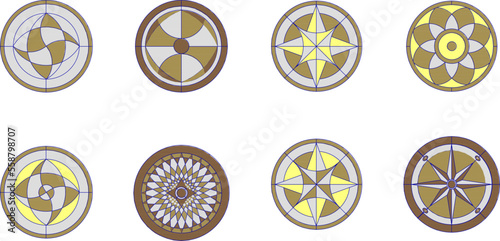 sketch vector illustration of classic circle element motif for stained glass