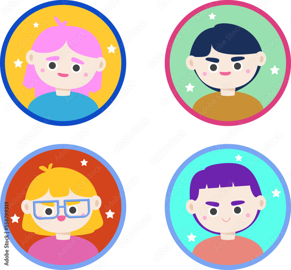 Set of cartoon people. Suitable for your profile picture icon Set of cartoon people. Suitable for your profile picture icon