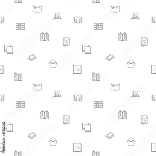 Seamless pattern with book icon on white background. Included the icons as reading, book stack, notes, study, library, education, open book and design elements And Other Elements.