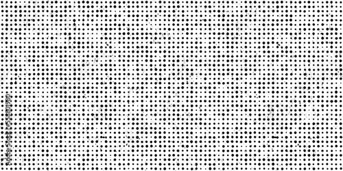 Seamless vintage distressed halftone dot background pattern. Tileable grunge black printer ink raster dots transparent texture overlay. Retro comic book or print making creative concept backdrop..