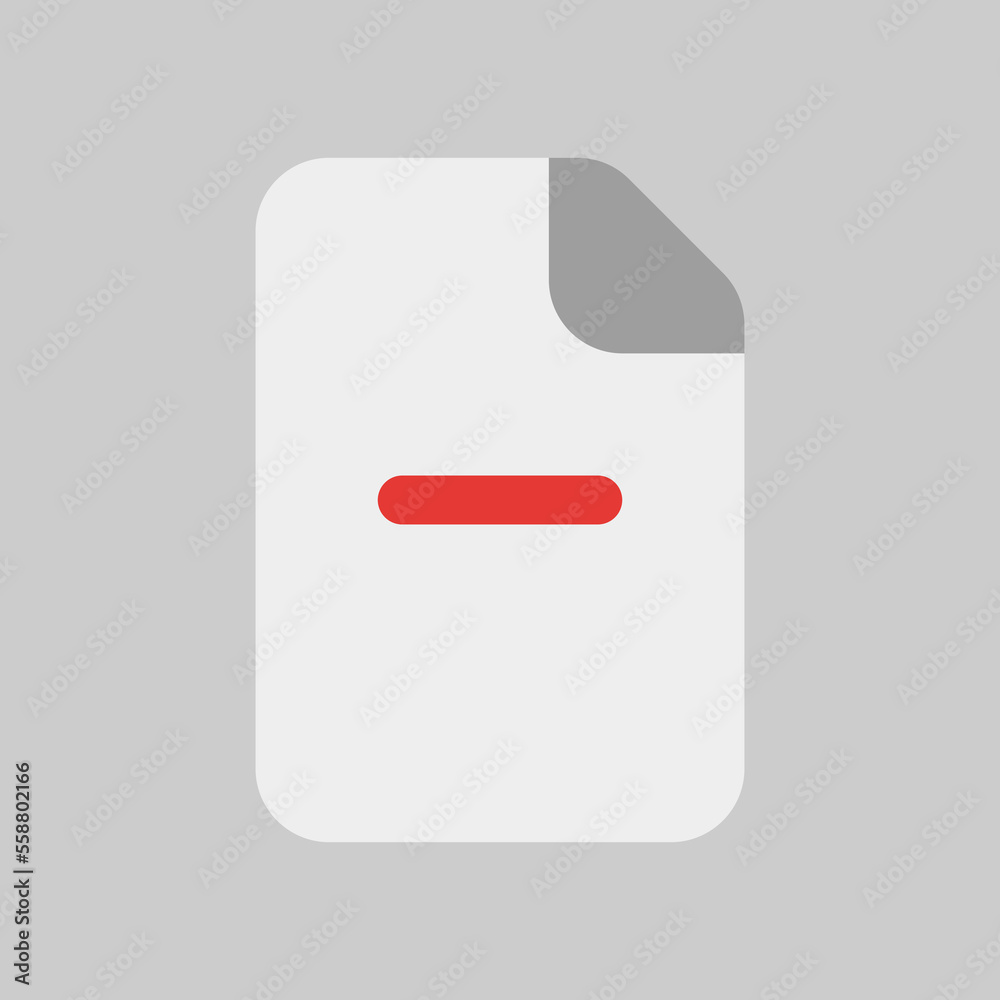 Delete document icon in flat style, use for website mobile app presentation Delete document icon in flat style, use for website mobile app presentation