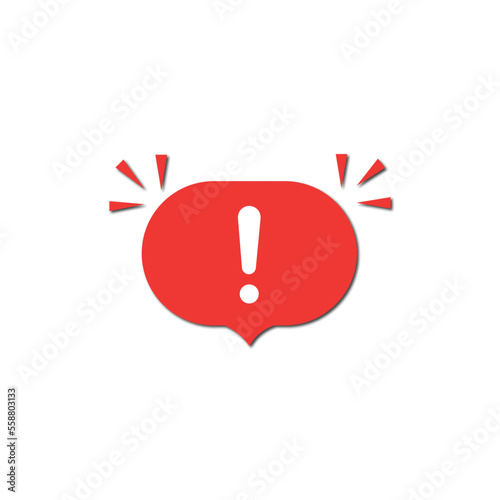 important or urgent icon with red speech bubble. flat trend modern speechbubble sms logotype graphic design web element isolated on white. concept of failure conversation in forum or priority inform