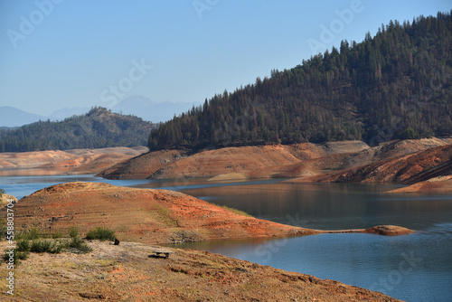 California- Large Format Panorama of Colorful Reflections in Shasta Lake