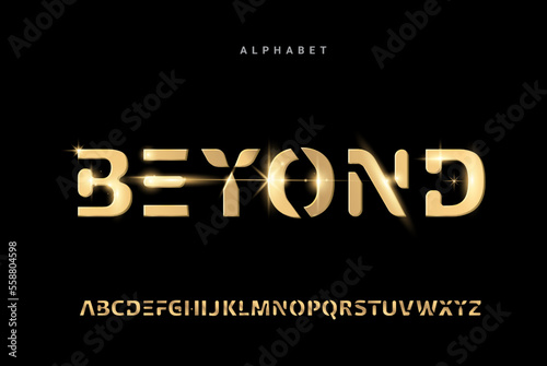 Modern Alphabet gold Font. Typography Abstract modern urban alphabet font