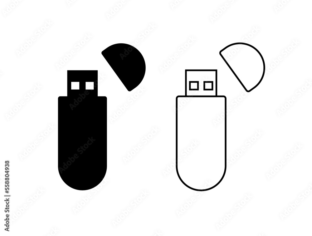 Flash drive icon. Vector portable external storage device isolated on white background Flash drive icon. Vector portable external storage device isolated on white background