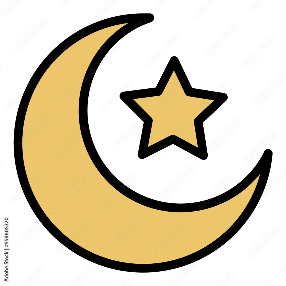 islamic moon and star color line icon islamic moon and star color line icon