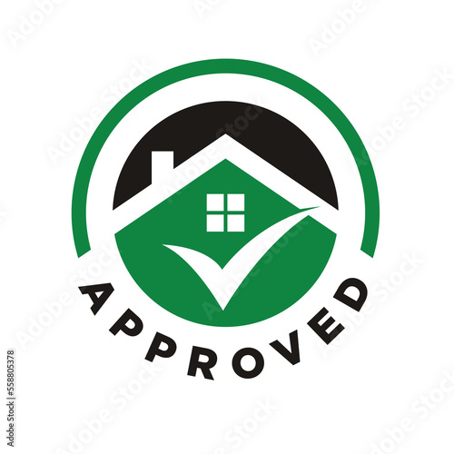 house or home  with check list or check mark for approved.