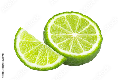bergamot or kaffir with seeds isolated on transparent png