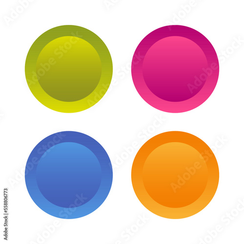 3d buttons for web design. Round frame set. Vector illustration.