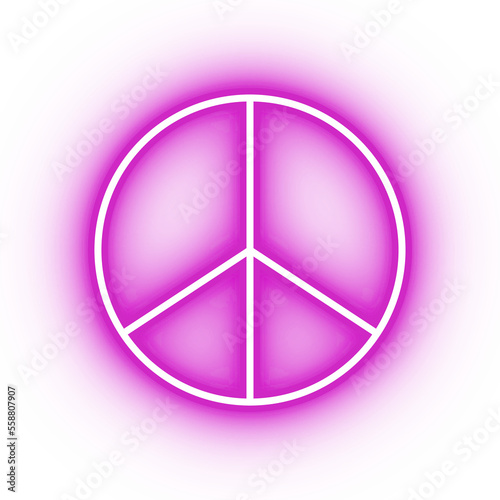 Neon pink peace sign, peace speech icon on transparent background