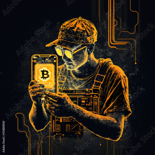 Man mining Bitcoin