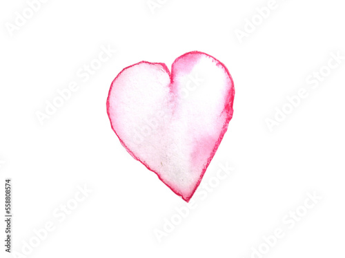 watercolor painting pink heart hand drawn png. 