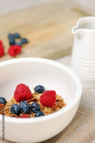 Healthy breakfast with fresh fruit and granola