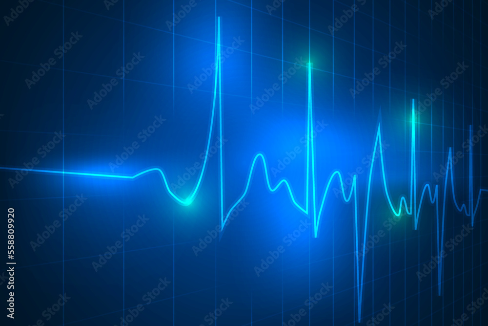 digital heartbeat lines showing on laptop. medical innovation technology abstract.
