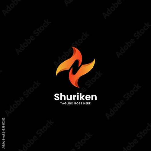 Vector Logo Illustration Shuriken Gradient Colorful Style.