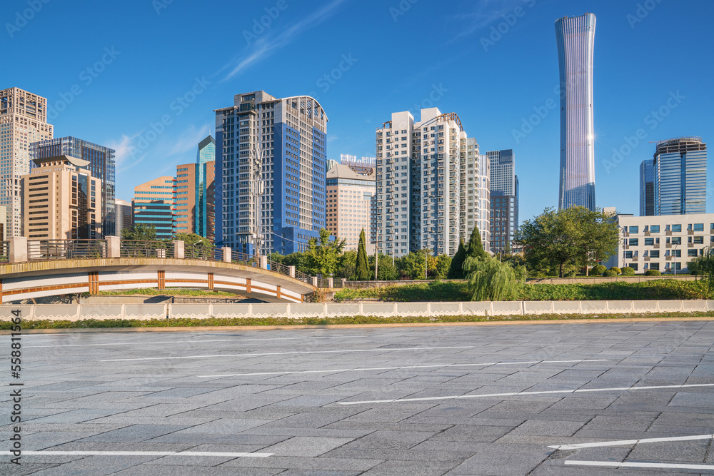 Fototapeta premium Skyline and Expressway of Urban Buildings in Beijing, China