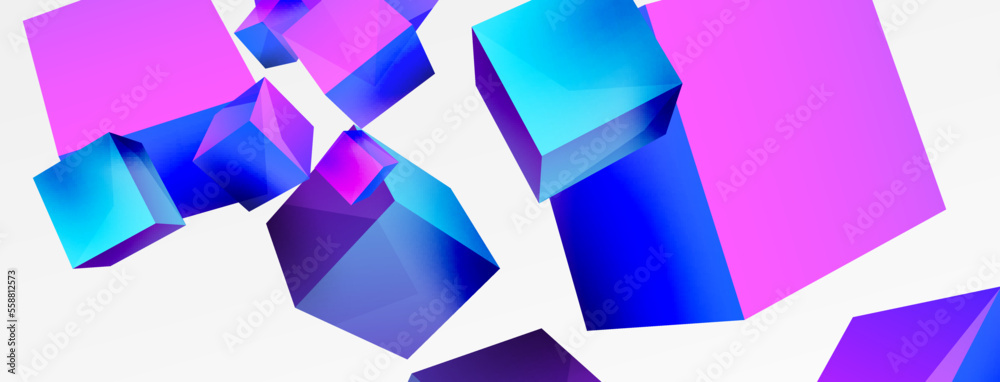 3d vector abstract background. Flying cubes composition. Trendy techno business template for wallpaper, banner, background or landing 3d vector abstract background. Flying cubes composition. Trendy techno business template for wallpaper, banner, background or landing
