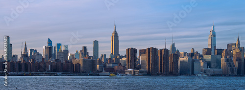 Manhattan skyline, New York City skyline at sunset