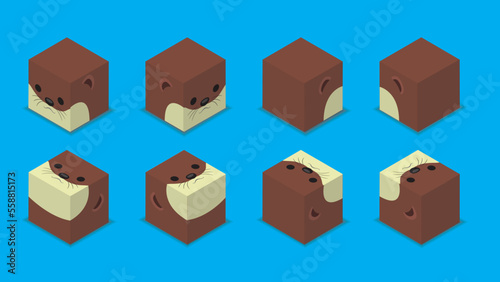 Animal Dice 3D Character Weasel Cute Cartoon Vector